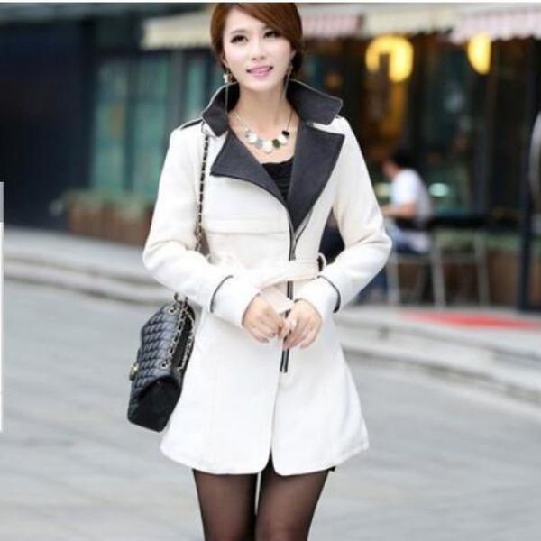 

coats women 2018 autumn winter fashion wool coat casual jackets blend female elegant long sleeve wool coat outwear jackets 3xl, Black