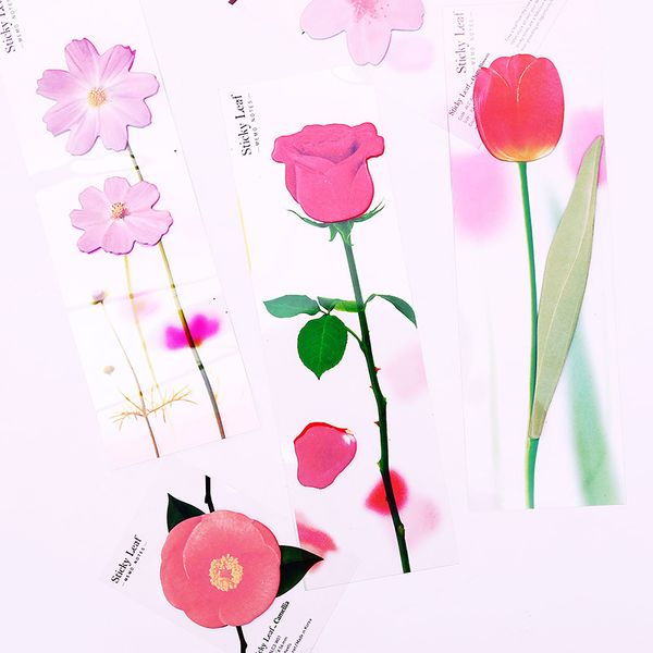 

notes 6pcs radnom self-adhesive camellia sakura tulips daisy rose flower paper sticky memo pad note writing stationery student gift