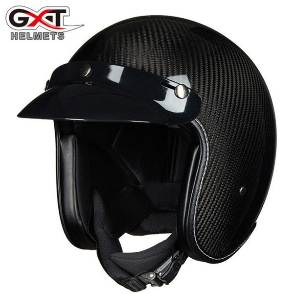 

gxt carbon fiber motorcycle helmet vintage retro motorbike cruiser scooter chopper biker 3/4 open face helmet moto dot