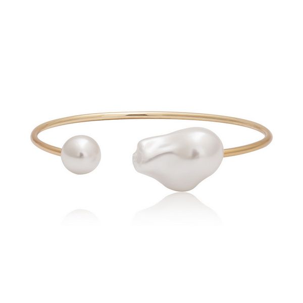 

temperament vintage irregular imitation pearl bracelet bangles for women gold color cuff opening bracelet statement jewelry re47, Black