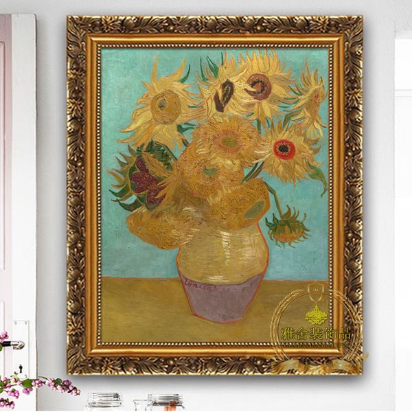 

sunflower oil painting printing van gogh paintings paintings entrance vertical banner american-style restaurant mural european-style living