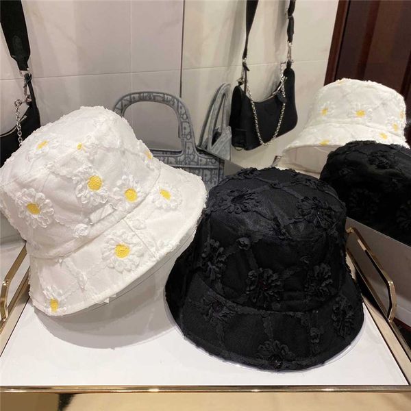 

fashion lace fisherman cap women summer bucket hat hollow out flowers sun hats double-sided sunshade breathable caps