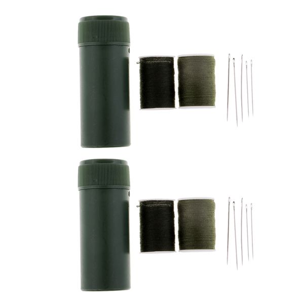 

2 sets portable and thread sewing kit for daily /home/travel green, Black