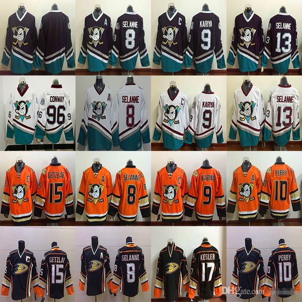 

anaheim ducks hockey jerseys 8 teemu selanne 9 paul kariya 15 ryan getzlaf ryan kesler gibson 96 charlie conway corey perry rbk jerseys, Black;red
