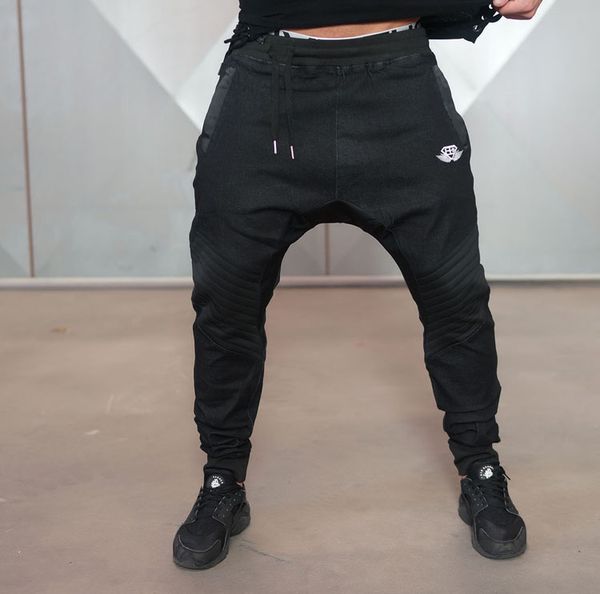 

spring sports leggings yoga trouses cotton polyester material anti-sweat fitness legging jogging pants men running pants, Black;blue