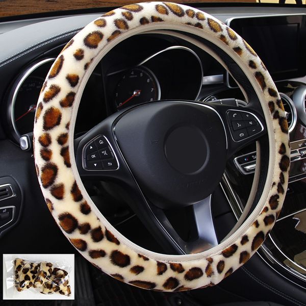 

interior accessories universal steering covers winter car steering wheel cover elastic 37-38cm car-styling soft warm plush
