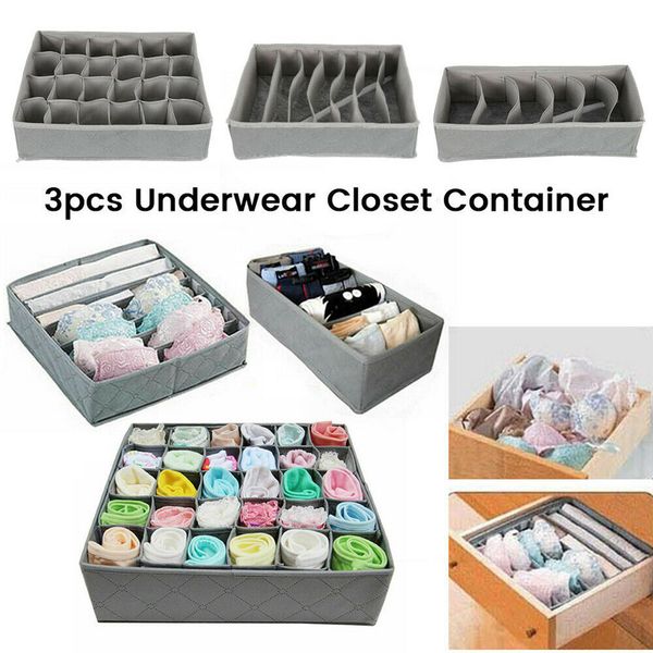 

new 3pack bra storage box clothes organizer ties boxes socks drawer divider lidded closet bra underpants storage container