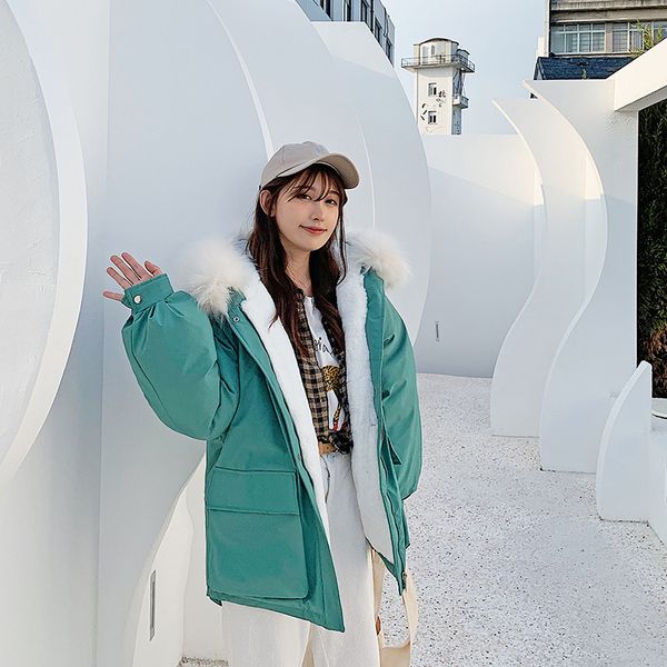 

2019 зимние куртки женские теплый капюшоном длинный хлопок ветровки снег большой меховой воротник куртки шинель женщины толстые пальто хлопк, Black