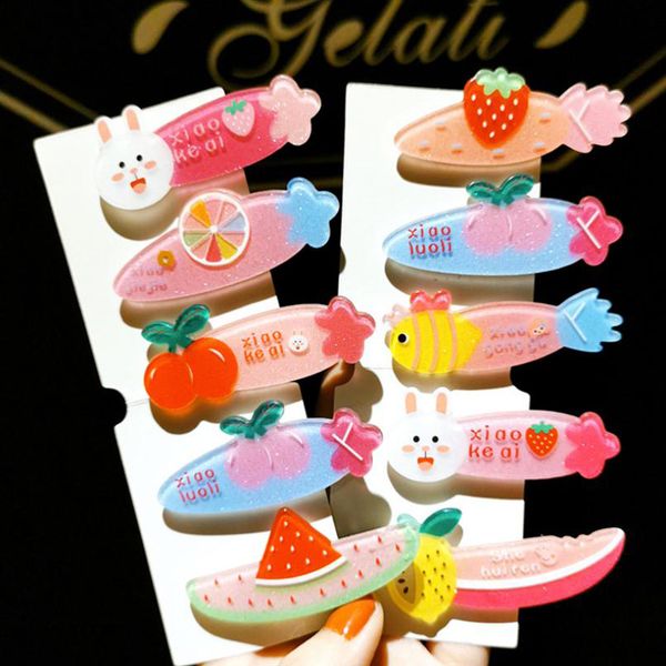 

cartoon headdress acrylic hair clips hairpins fruit letter bb clips hairgrips barrettes hair accessories for women girls, Slivery;white