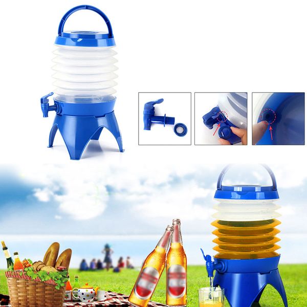 

adjustable can pe portable liquid folding bucket drink 5l beer excursion water