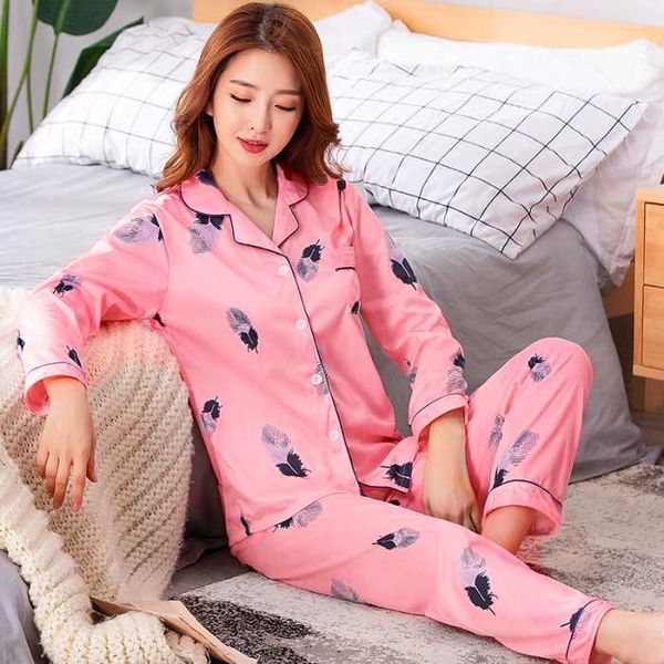 

spring and autumn 2 pcs casual pajama sets for women long sleeve trousers cardigan lapel pyjamas female casual night sleepwear, Black;red