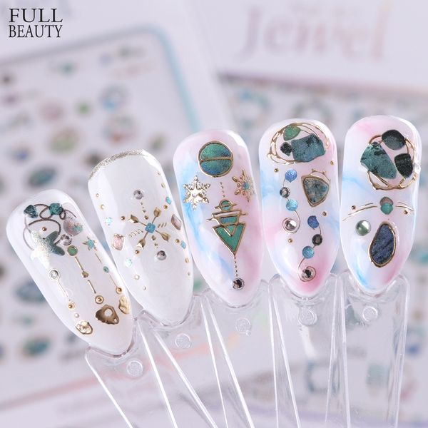 

new nail decal 3d sticker metal flower style exquisite nail art sliders glitter jewelry decoration adhesive stickers chdp413-424, Black