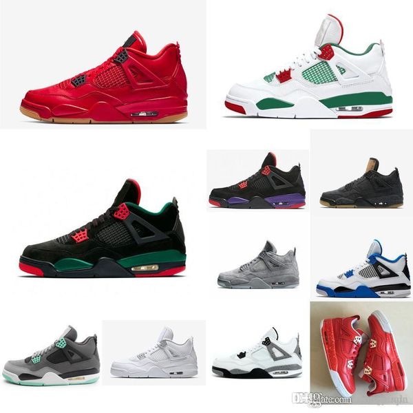 

womens retro 4s basketball shoes j4 singles day red black floral tattoo white boys girls youth kids jumpman iv sneakers boots with box
