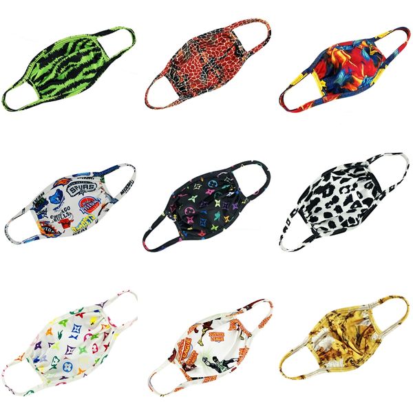 

designer printed cotton designer printed winter mouth face mask black grey protective masks kids facemask women me #445