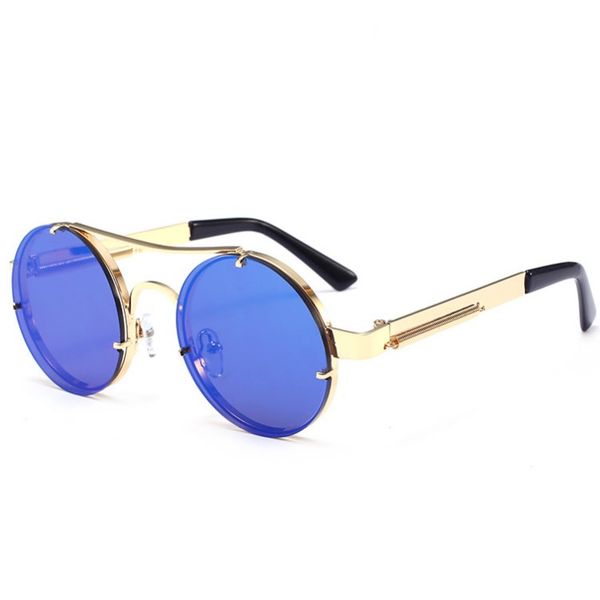

retro punk style steam sunglasses metal spring sun glasses vintage round frame 13 colors wholesale, White;black
