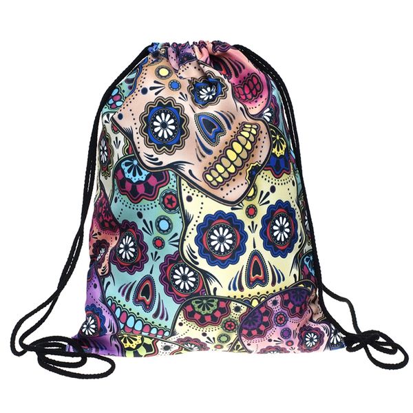 

fashion halloween accessories gifts bones printed backpacks drawstring shoulder rucksack sport travel casual b