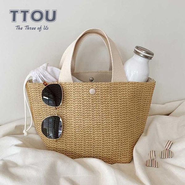 

new fashion large capacity straw bags quality women handmade woven basket summer beach bags canvas lady handbags