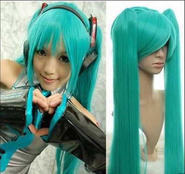 WIG nakliye moda Vocaloid Hatsune Miku Yeşil Cosplay WIG