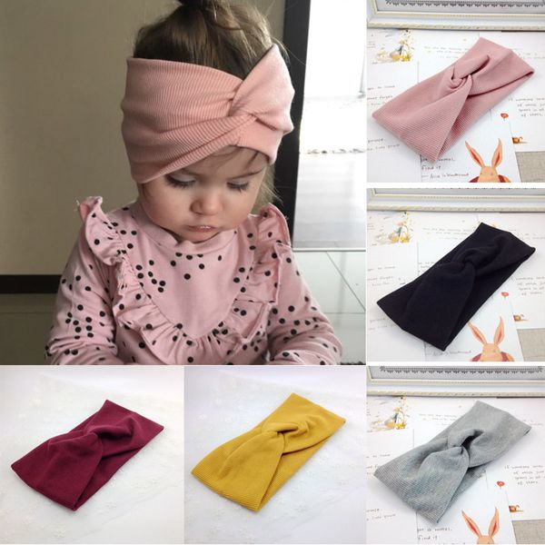 

1 pcs spring summer solid color baby headband girls twisted knotted soft elastic baby girl headbands hair accessories, Slivery;white