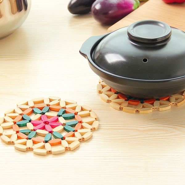 

bamboo bowl mat home placemat insulation pad round plate bamboo mat color pot table