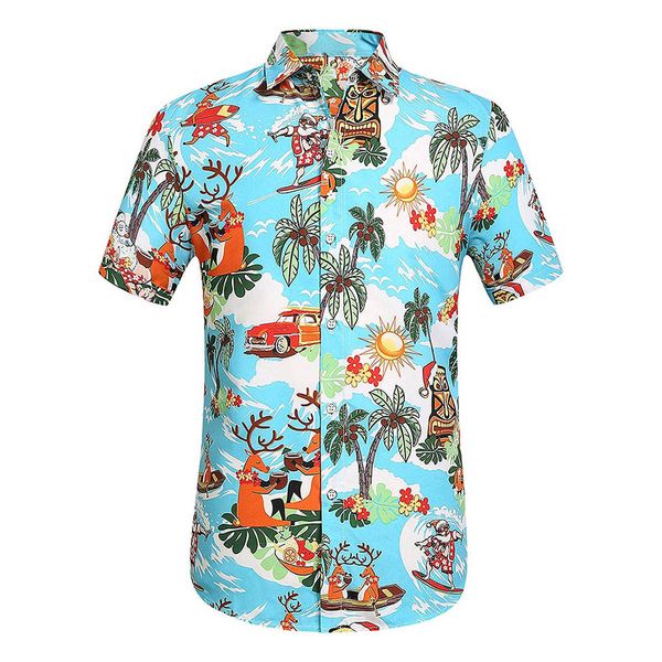 

men casual floral printed shirt button down short sleeve shirt hawaiian blouse shirts men camiseta hombre hawaiian shirts, White;black