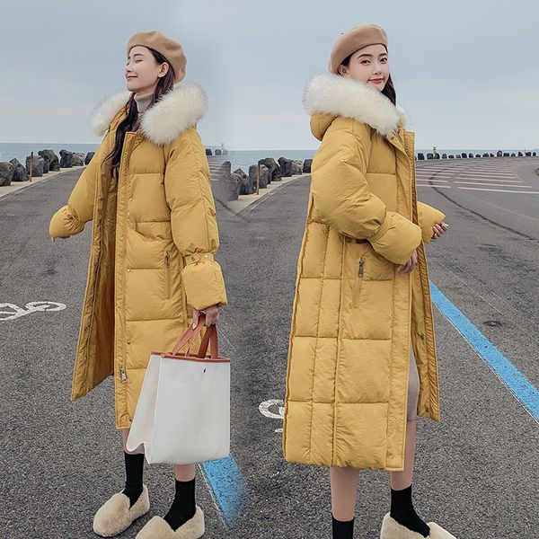 

2019 women's coat jacket medium length women parka with fur winter thick coat women new winter collection hot, Tan;black