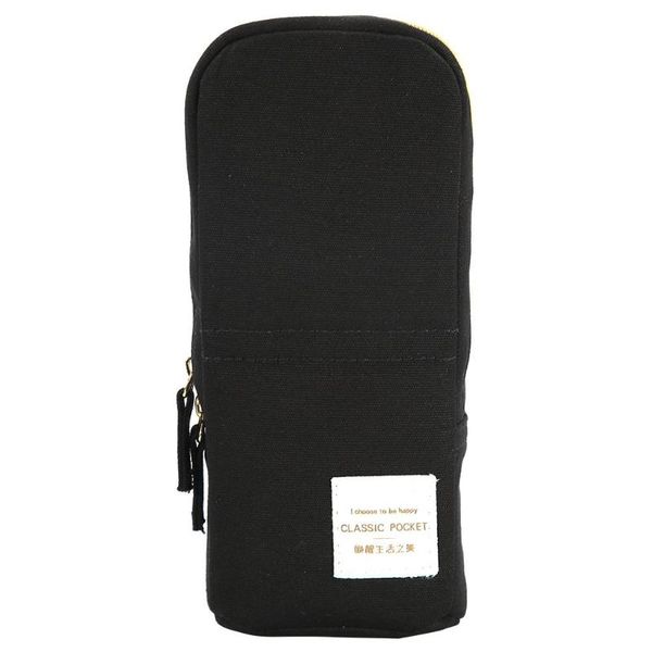 

creative canvas pencil bag cosmetic case women student zipper hand bag simple stationery pouch storage accessories