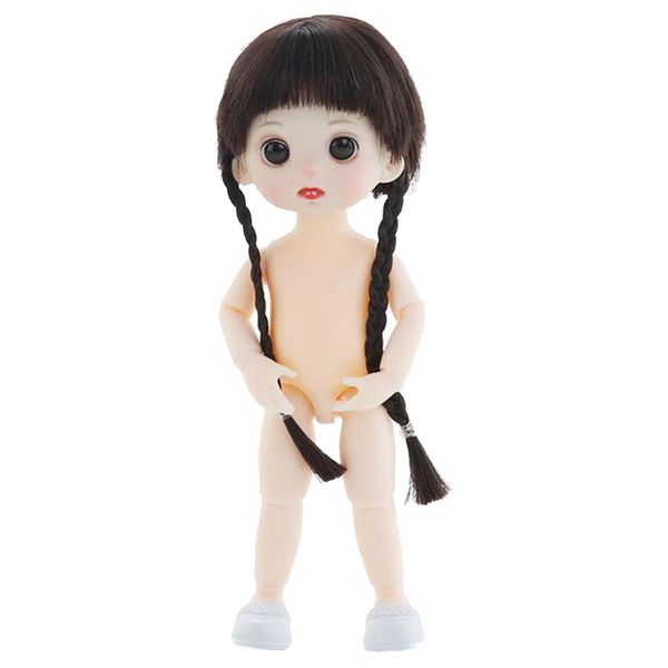 

16cm 13 jointed long hair flexible plastic figure doll body white skin