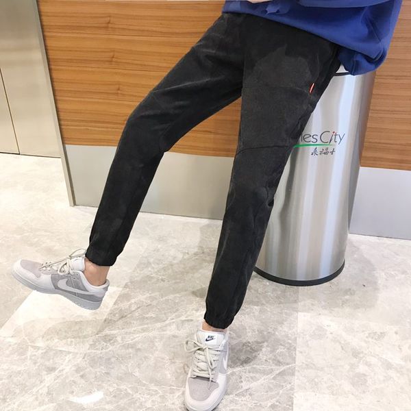 

autumn and winter padded and thickened sports harlan pants, men's trousers, leisure trousers, corduroy trousers, Black