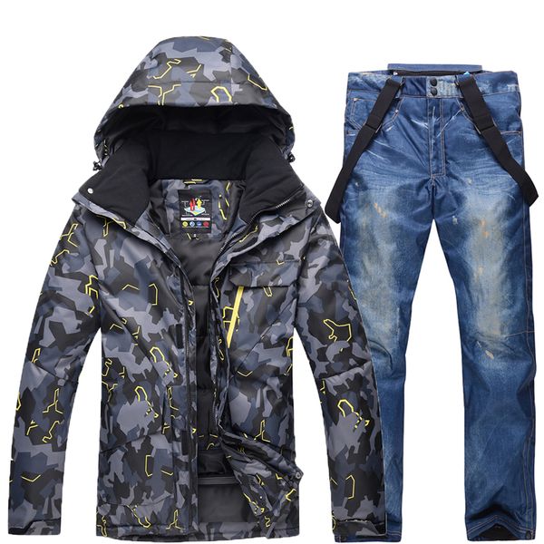 

new winter men camouflage ski suit warm windproof waterproof skiing suits male outdoor sport snowboarding set ski jacket + pants