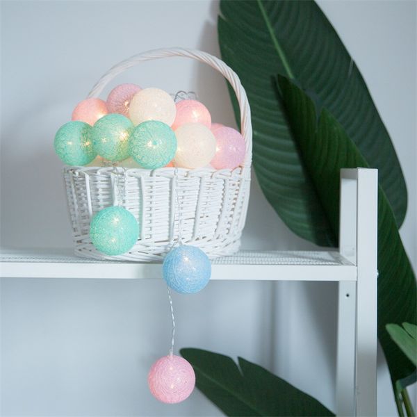 

new garland cotton balls string lights battery dia 6m 40 cotton ball light chain fairy led lights birthday party gifts dropship