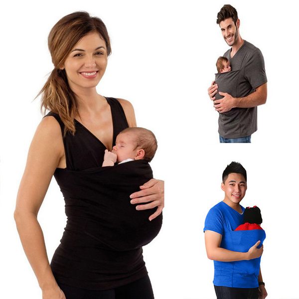 

женская дизайнерская кенгуру мама и папа многофункциональная одежда с круглым вырезом без рукавов v-образным вырезом футболки, White