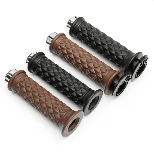 

1 pair 7/8 " motorcycle universal rubber black/brown handlebar hand grip bar end for cafe racer bobber clubman custom