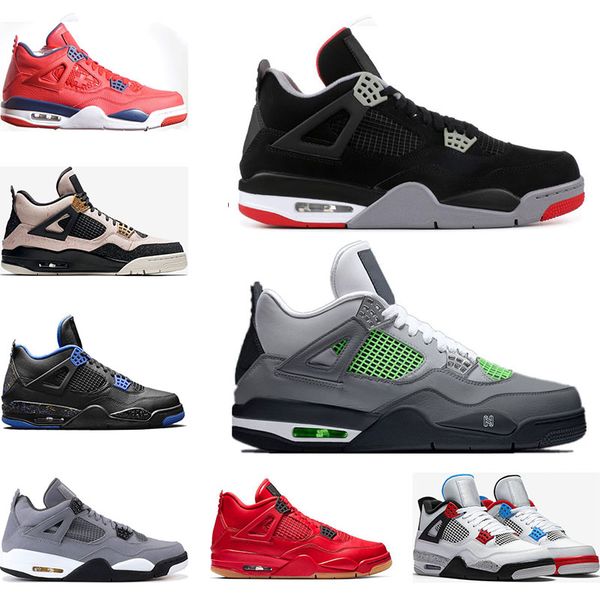 

basketball shoes 4s nero fiba what the cool grey bred silt red pure money wings 4 mens sports sneakers traienrs size 7-13 casual, Black