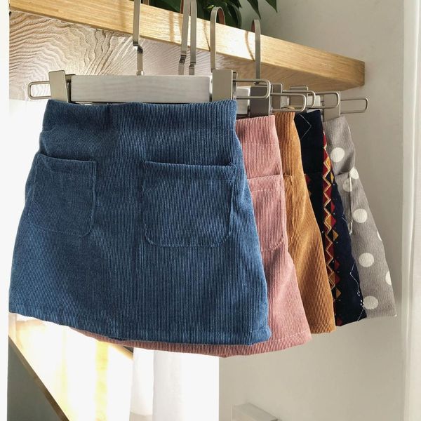 

2020 new spring casual kids skirt child clothes summer elastic waist a line flared girls mini skirts corduroy toddler girl skirt