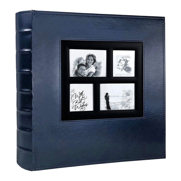 

p holds 4x6 400 ps pages large capacity leather cover binder wedding family baby p (blue