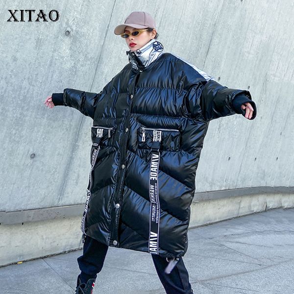 

xitao oversize parka trend letter printing winter coat women harajuku style women clothes 2019 plus size streetwear dmy2062, Black