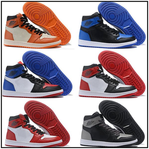 

high qaulitys 1 og high kids basketball shoes retro blue moon bred toe men 1s unc wheat sneakers chicago trainers shoes grey suede, Black