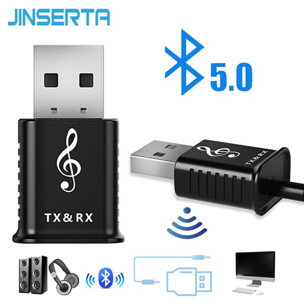

jinserta 2 in 1 bluetooth 5.0 receiver & transmitter mp3 music player audio adapter bluetooth receiver for pc tv headphone car
