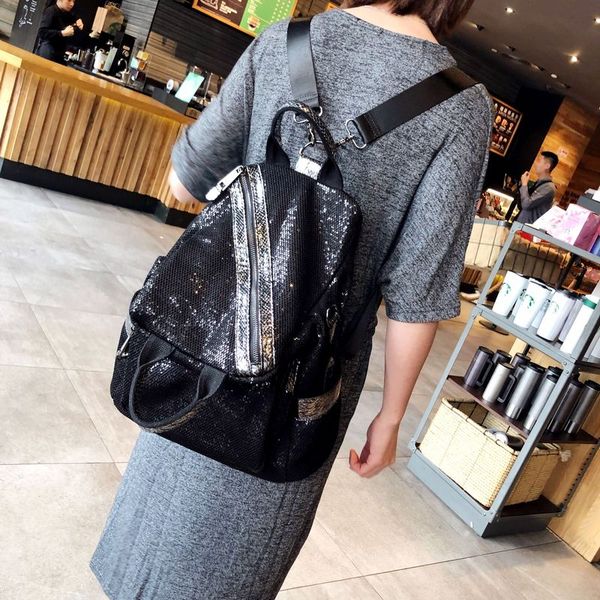 

мода sequined мешок плеча женщин 2019 новый большой емкости многоцелевой рюкзак индивидуальный отдых дикого путешествия bag