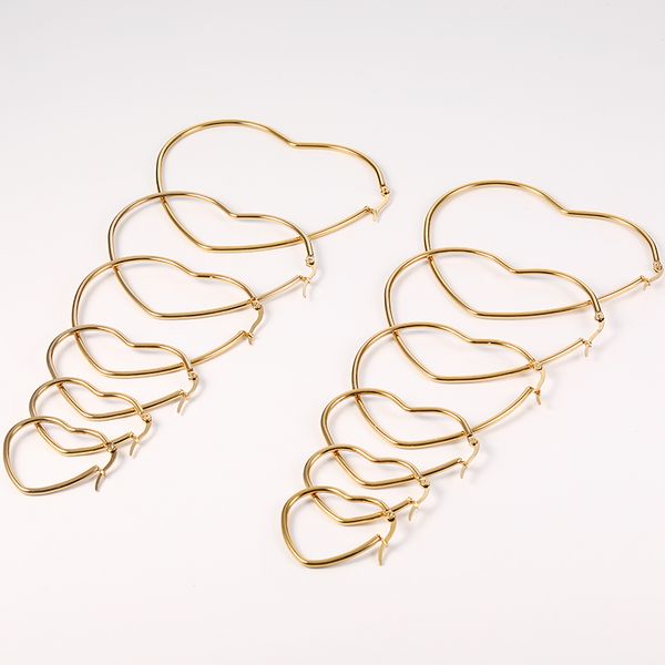 

statement hoop earrings: stainless steel, star&heart design, 20-70mm size - perfect gift for women, Golden;silver
