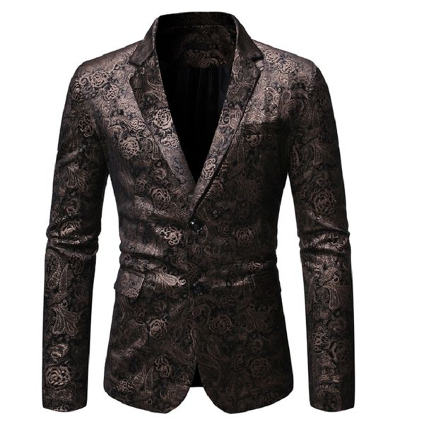 

men blazer 2020 spring and autumn new dark pattern slim style retro casual two-button blazer for men, White;black