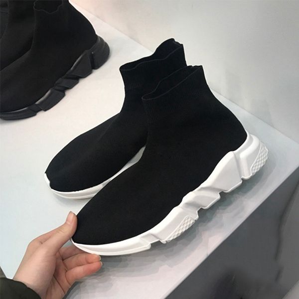 

2019 designer speed trainer sock shoes men women high sock shoes black blue red solid luxury fashion boots trainers runner walking sneakers