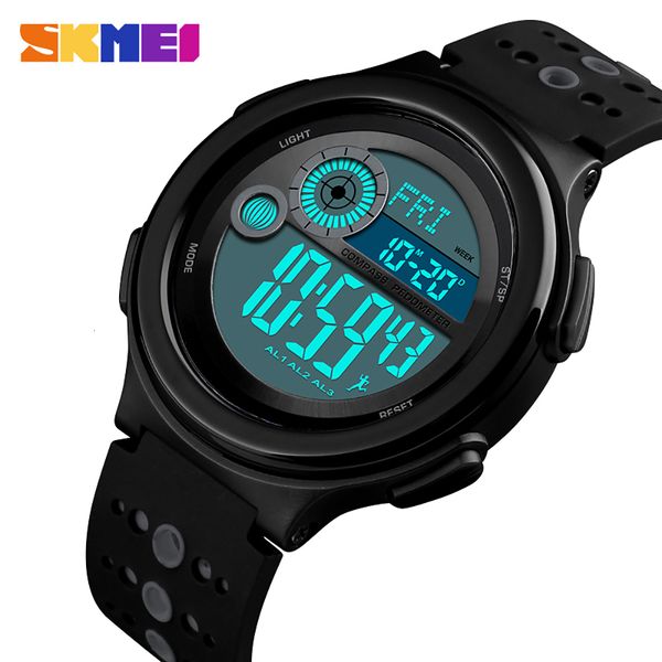 

new skmei fashion casual outdoor sport men watch alarm clock compass calorie 5bar waterproof digital watches relogio masculino, Slivery;brown