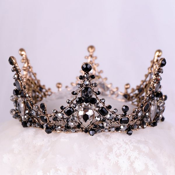 Preto festa à noite tiara cristais claros austríaco rei rainha coroa casamento coroas de noiva traje arte deco princesa tiaras cabelo cla332o