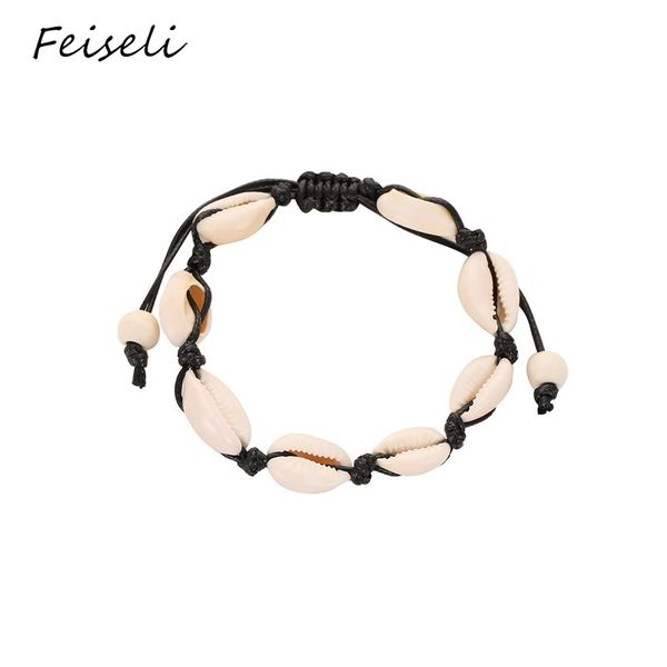 

feiseli creative hawaiian casual adjustable braided summer bracelet fashion natural shell ornament bangle gift for women, Golden;silver
