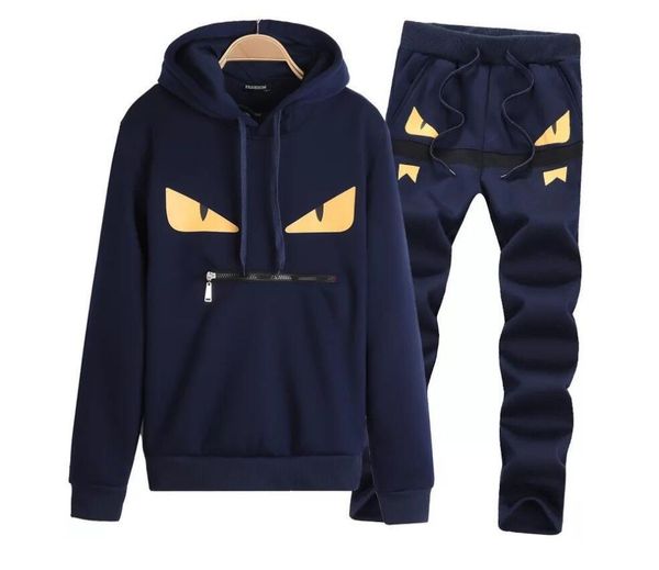 

mens вскользь костюмы devil eye letter печать sweatsuits hommes jogger fit костюмы pollover с капюшоном толстовки длинные брюки нарядах, Gray