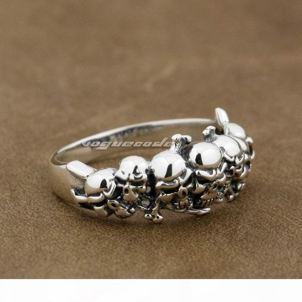 

925 sterling silver skull mens байкер rocker punk кольцо 8y013a сша размер 7,25 ~ 11 бесплатная доставка, Golden;silver