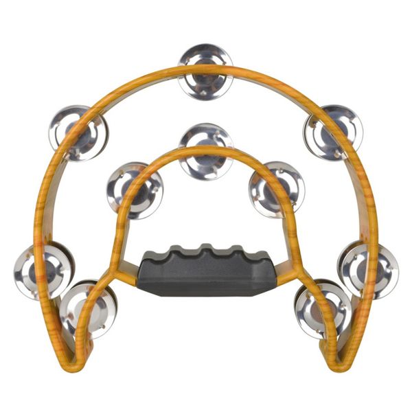 

musical double half moon tambourine drum kit plastic handle row metal jingle percussion gift party kids toy