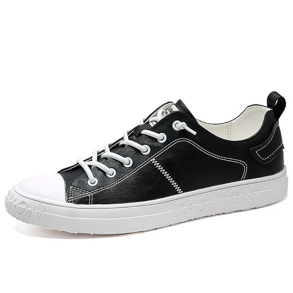 

men white shoes2019 spring autumn new simple style fashion men lace-up leather casual shoes trend shoes, Black